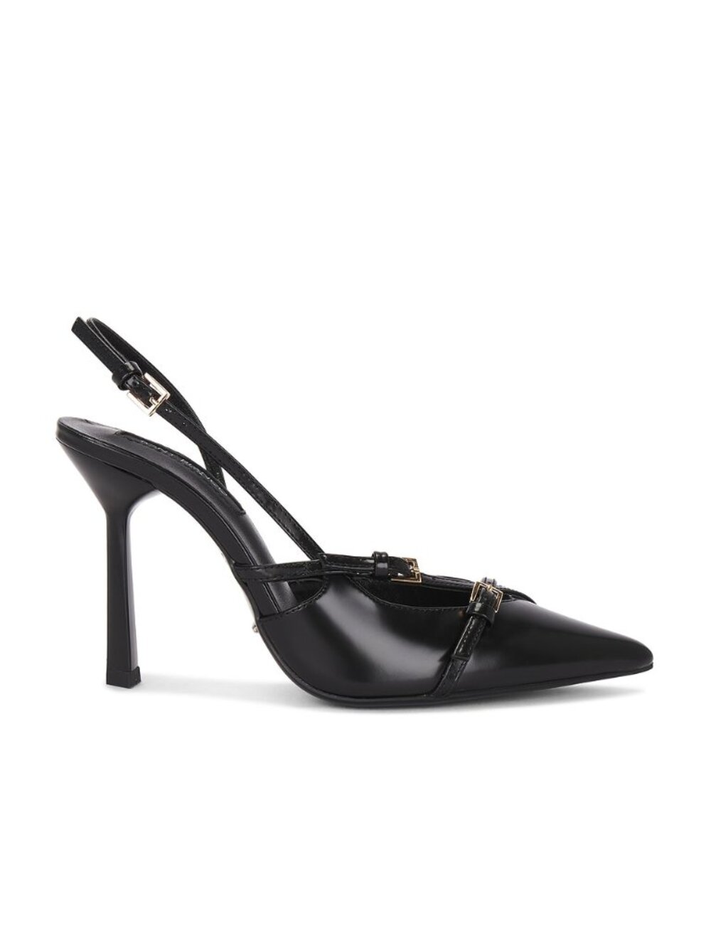 Tony Bianco Garda Sling Back in Black Hi Shine leather pointed toe high heel
